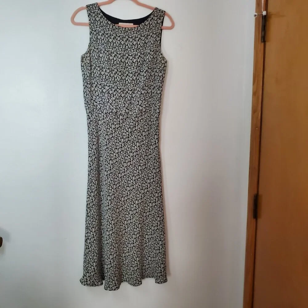 Casual Corner Dress Black Floral Size 8 Size Zip Lined - Picture 5 of 13